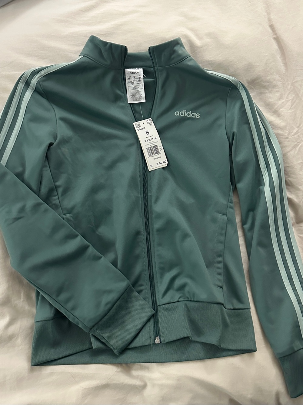 Adidas Sage Green Zip-Up Jacket